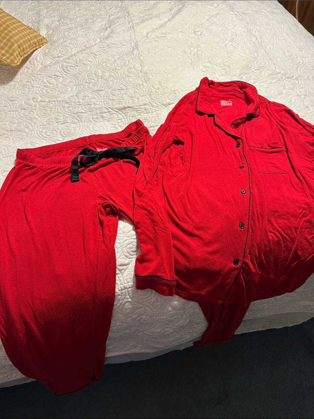 Gilligan & O'Malley Red Pajama Button-Up Top and Drawstring Pants